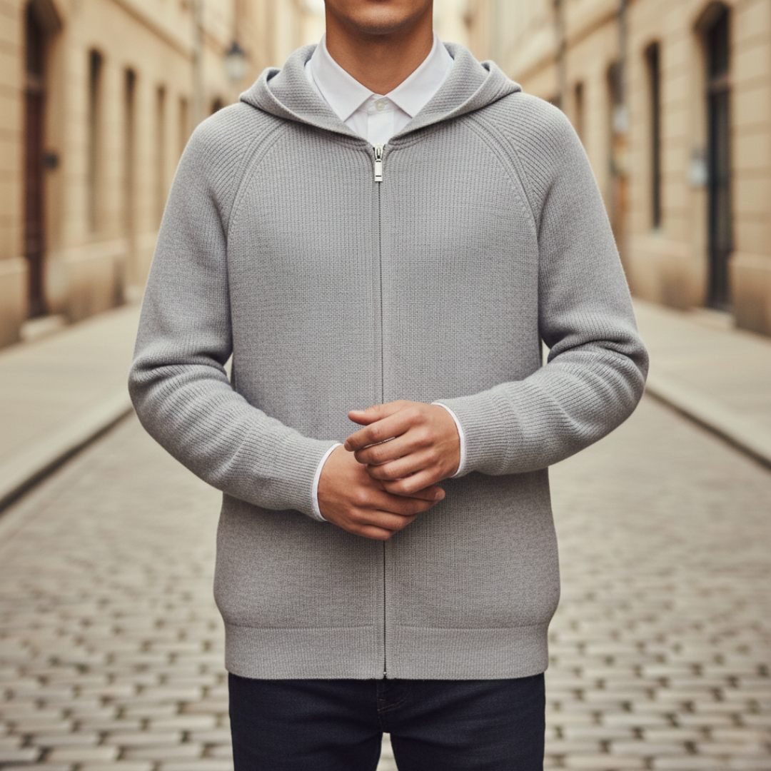 Herren Strick-Hoodie Zip Kapuzenjacke | Vestea