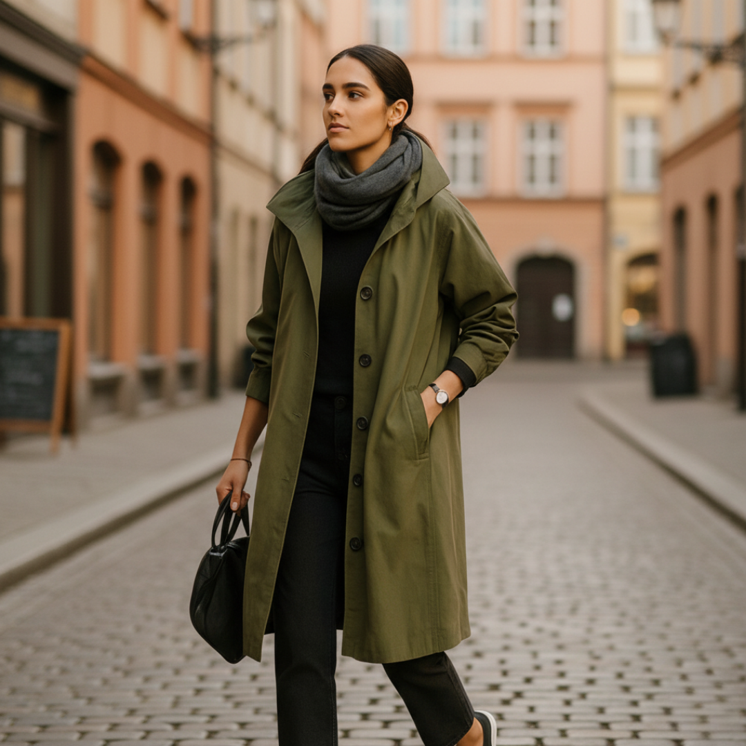 Damen Übergangsmantel mit Kapuze Langmantel Streetwear | Vestea