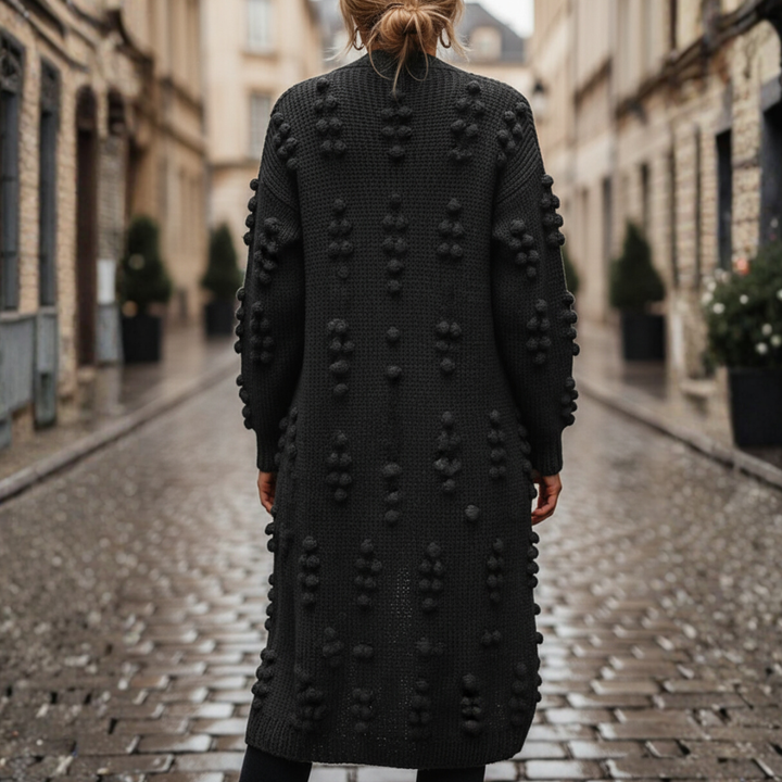 Damen Lange Grobstrick-Strickjacke mit Zopfmuster | Vestea