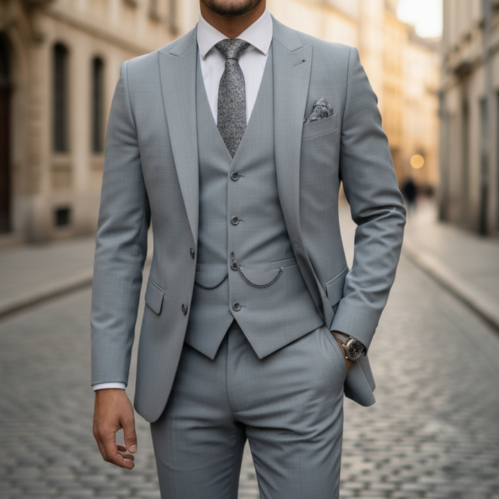 Eleganter dreiteiliger Herrenanzug aus Polyester | Vestea