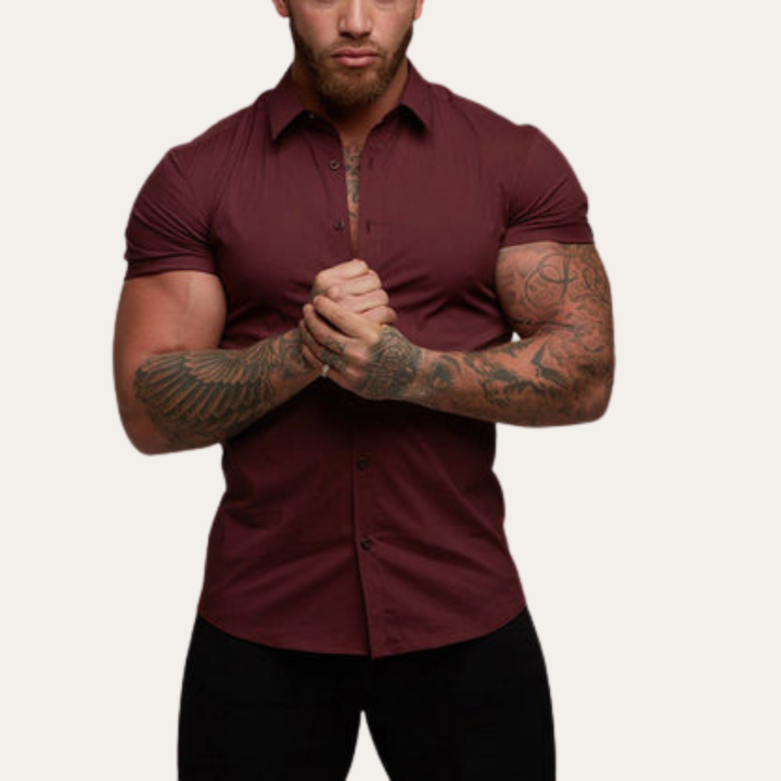 Herren Kurzarm Slim Fit Hemd Stretch Business | Vestea