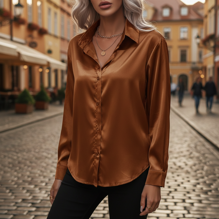 Damen Satin Bluse Langarm | Vestea