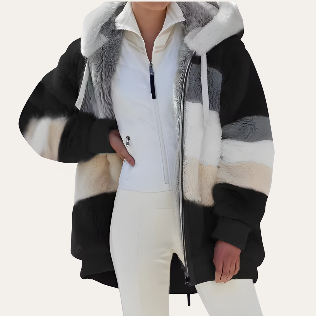 Damen Kunstpelz Jacke Winter mit Kapuze | Vestea