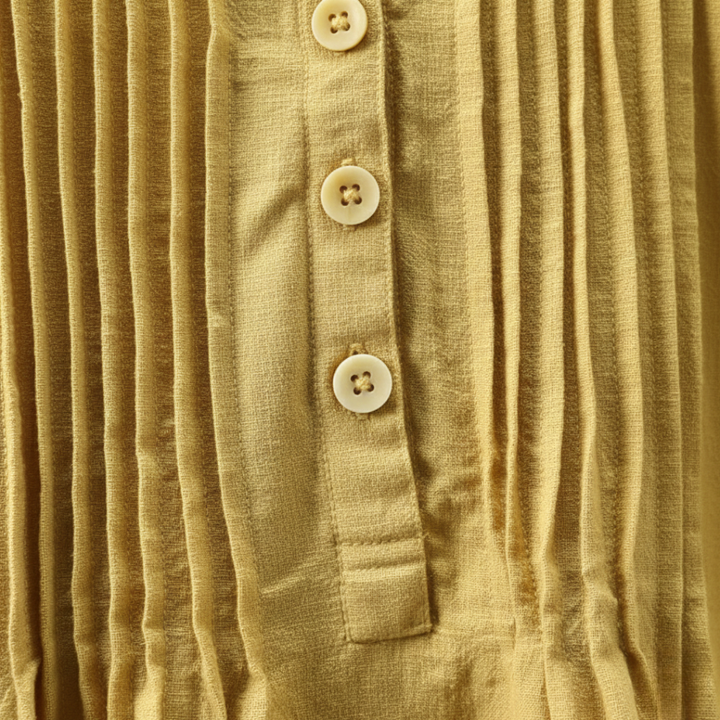Blouse tunique à plis nervurés manches longues coupe décontractée femme