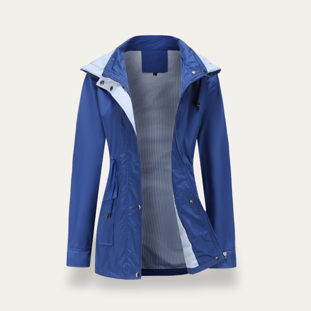 Damen Regenjacke mit Kapuze und Kordelzug Wasserabweisend | Vestea