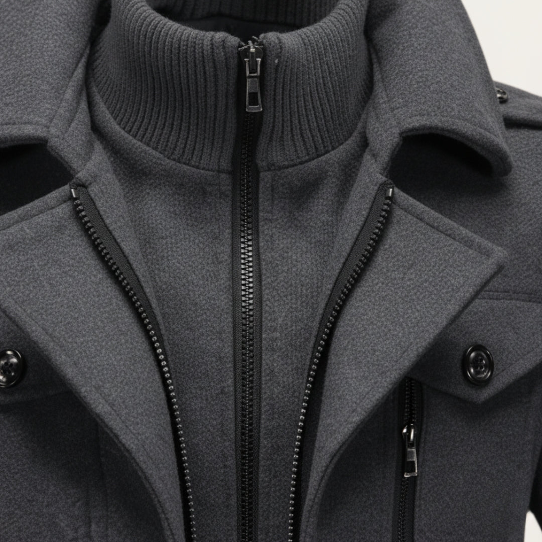 Herren Wollmantel mit Innenjacke aus Wollmix Slim Fit | Vestea