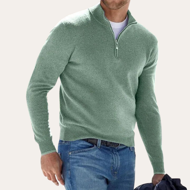 Herren Pullover mit Stehkragen und Halbreißverschluss | Vestea