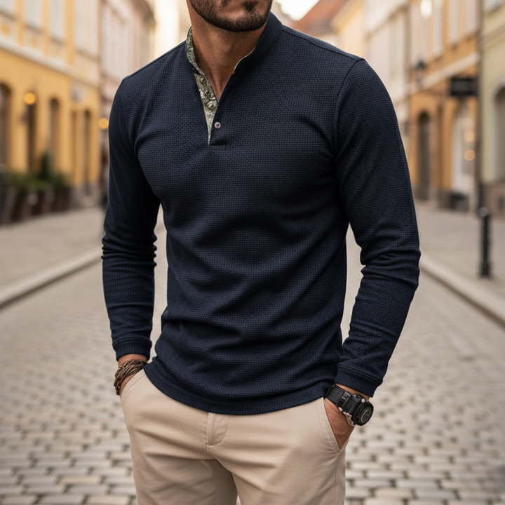 Men's Long Sleeve Henley Shirt | Vestea