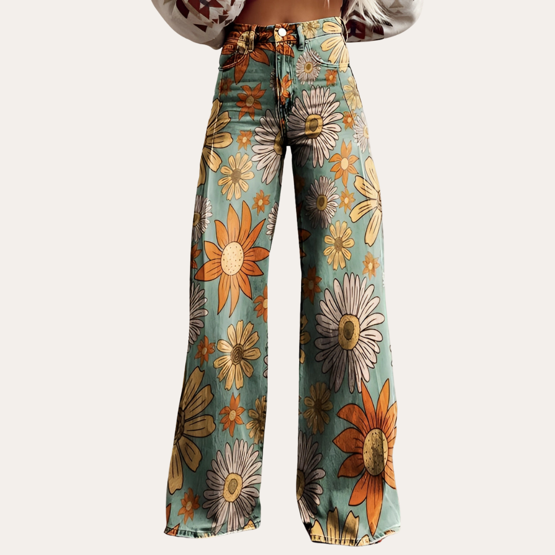 Blumenmuster Schlaghosen für Damen | Vestea