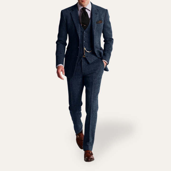 Herren Tweed Anzug 3-teilig Slim Fit Business Festlich | Vestea