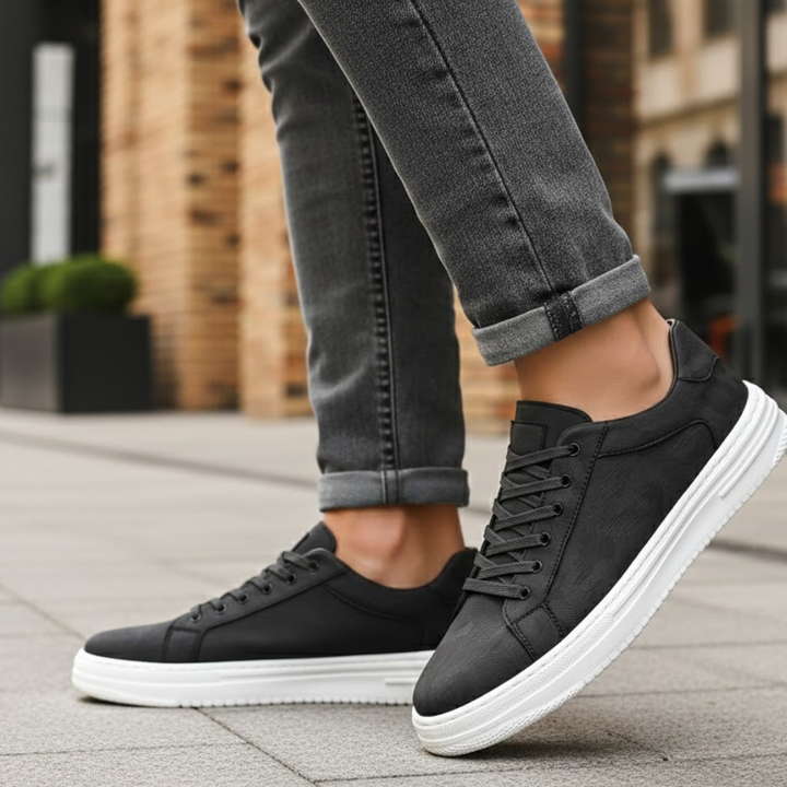 Zapatos de cuero con diseño texturizado y suela de caucho