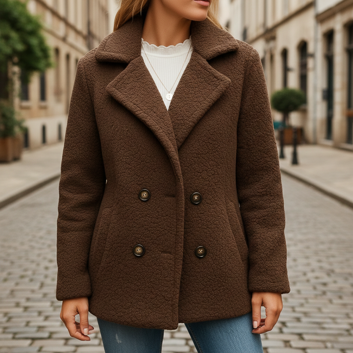 Damen Teddy-Fleece Kurzjacke Creme | Vestea