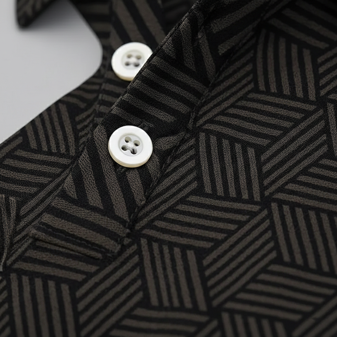 Men’s Geometric Print Knit Polo Shirt