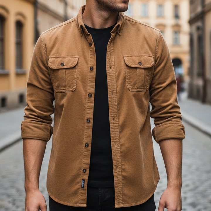 Herren Freizeit Hemd mit Brusttaschen und Knopfleiste | Vestea