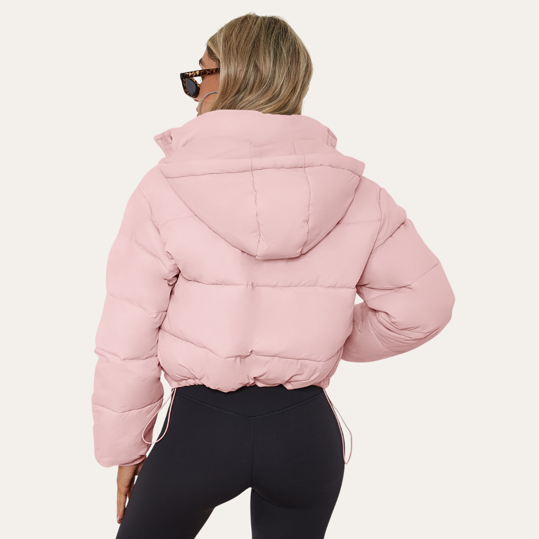 Damen Kurze Pufferjacke mit Kapuze | Vestea