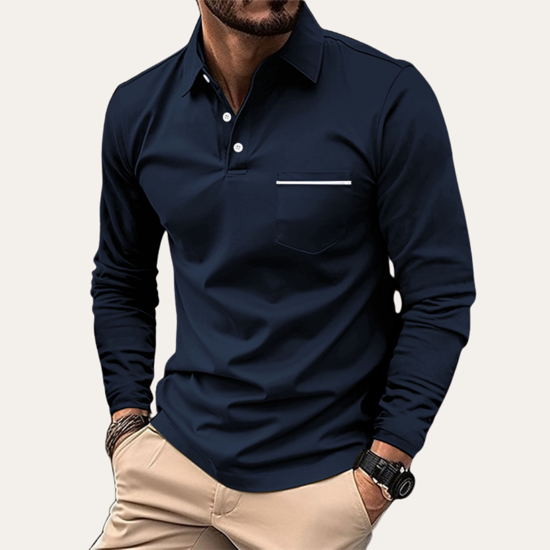 Herren Langarm Polohemd Slim Fit | Vestea