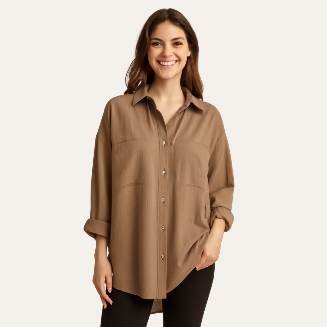 Leinenbluse mit Knopfleiste für Damen | Vestea