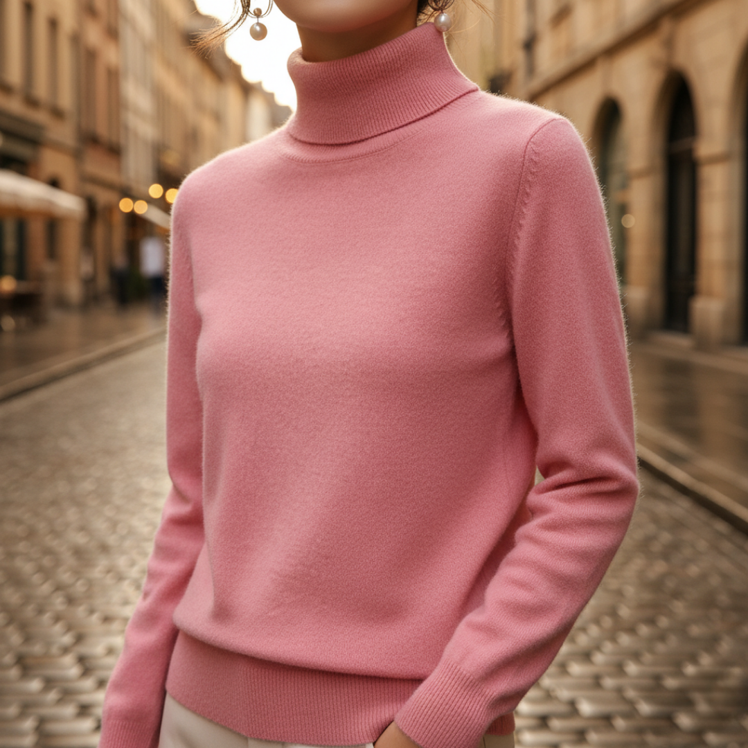 Damen Rollkragenpullover mit Knöpfen | Vestea