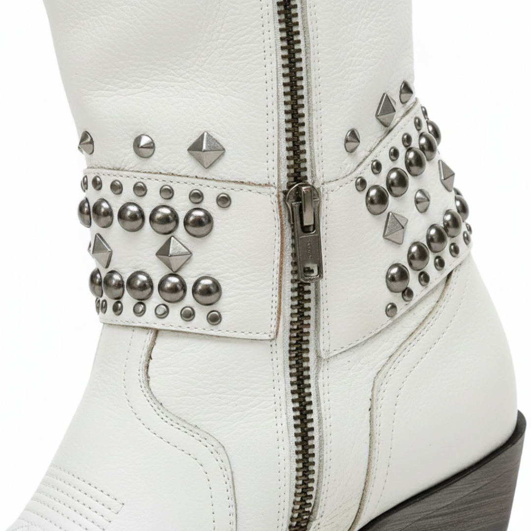 Bottes de cow-boy montantes cloutées orthopédiques pour femmes