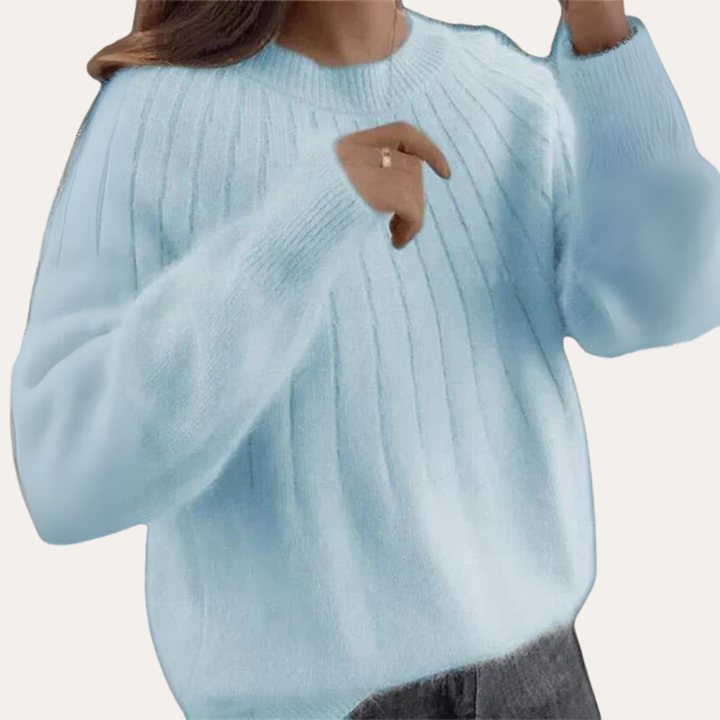 Damen Strickpullover Oversize Langarm Weich Acrylmischung Rundhals | Vestea