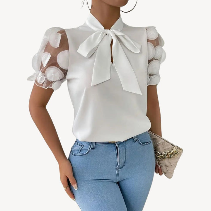 Damen Bluse Chiffon Schleife | Vestea