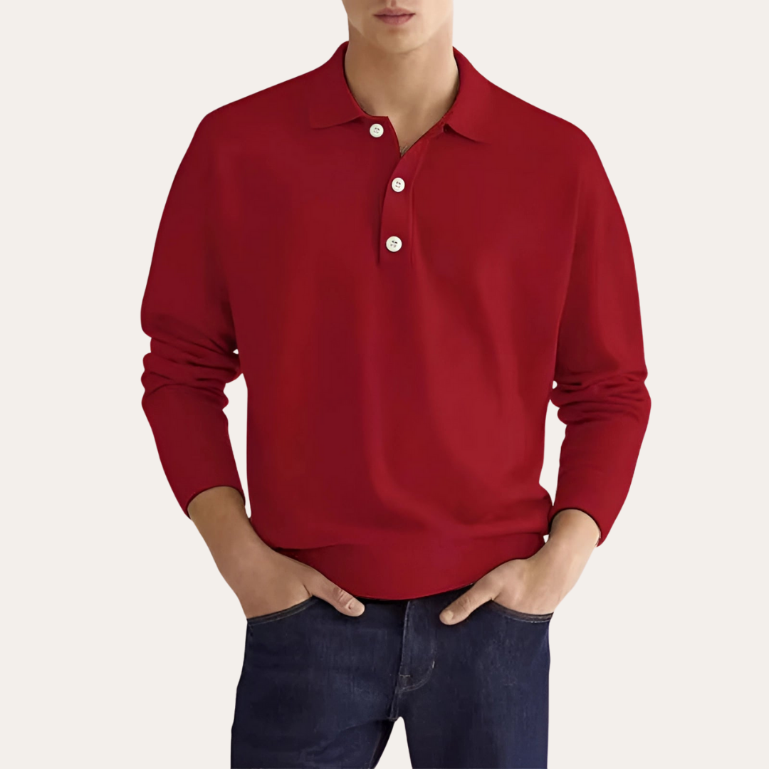 Herren Langarm Poloshirt Freizeit Klassisch | Vestea