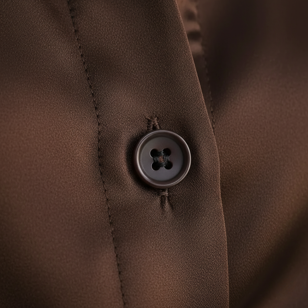 Damen Satin-Bluse Seiden-Optik Langarm mit Knopfleiste | Vestea