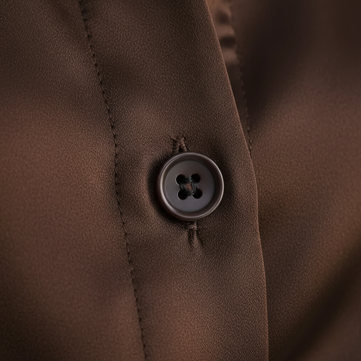 Damen Satin-Bluse Seiden-Optik Langarm mit Knopfleiste | Vestea