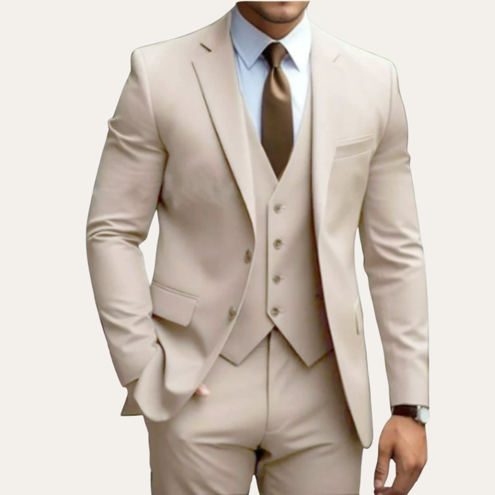 Herren Slim Fit Business Anzug Dreiteilig Wolle | Vestea