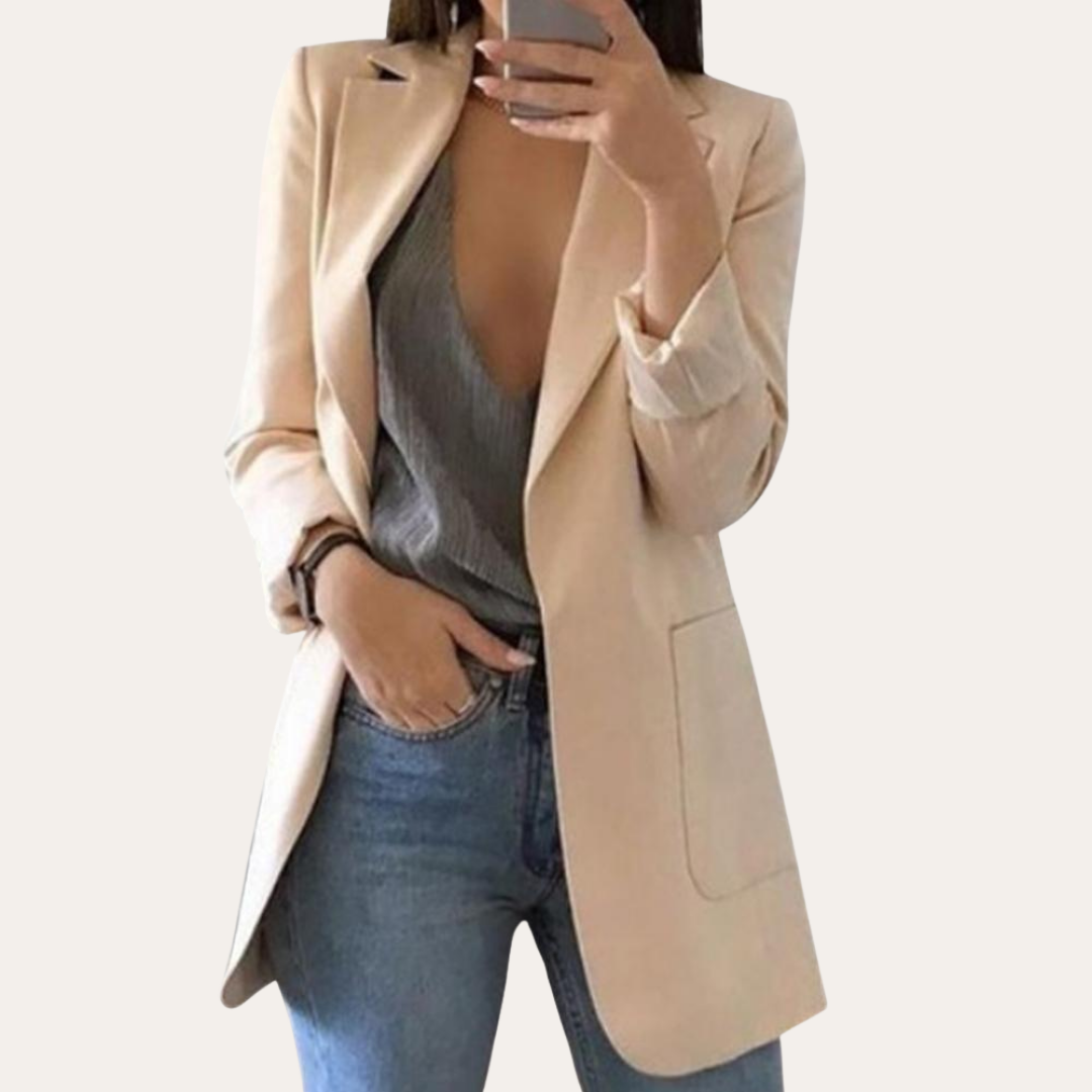 Damen Leinenmix Blazer Langarm Modern | Vestea
