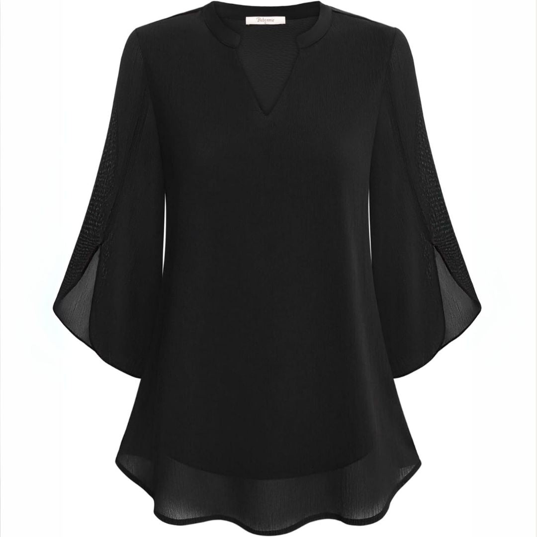Chiffon V-Ausschnitt Bluse Damen | Vestea