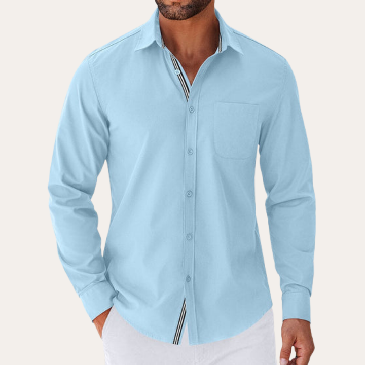 Herren Langarmhemd Mischgewebe Regular Fit | Vestea