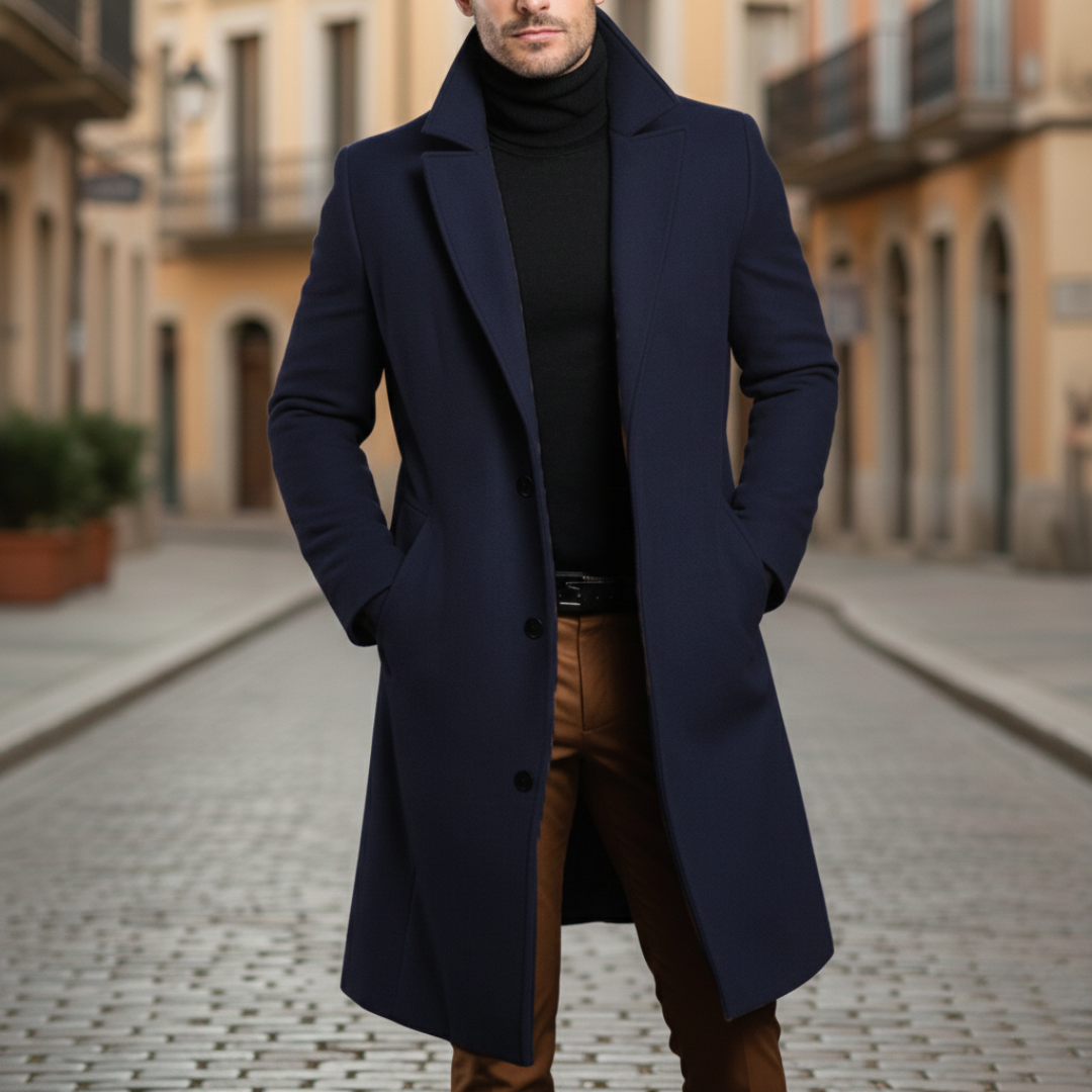 Herren Wollmix Mantel Schwarz Winter | Vestea