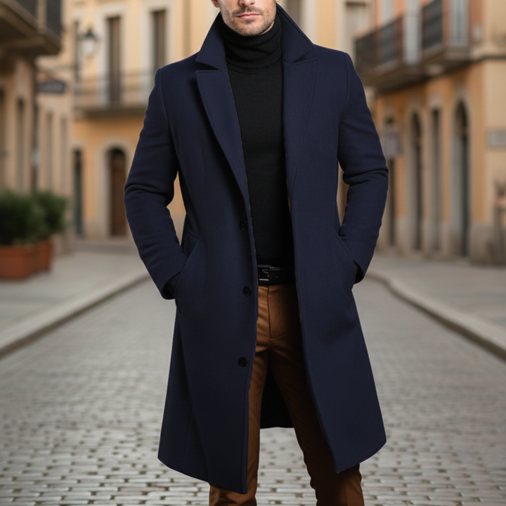 Herren Wollmix Mantel Schwarz Winter | Vestea