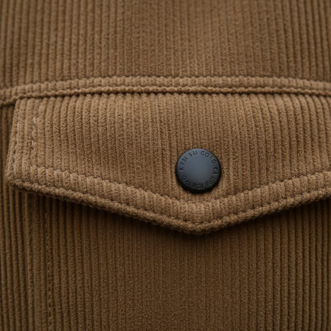 Chaqueta de pana para hombre con botones al frente y cuello vuelto