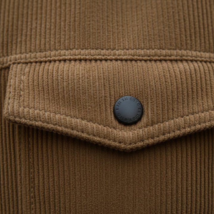 Chaqueta de pana para hombre con botones al frente y cuello vuelto
