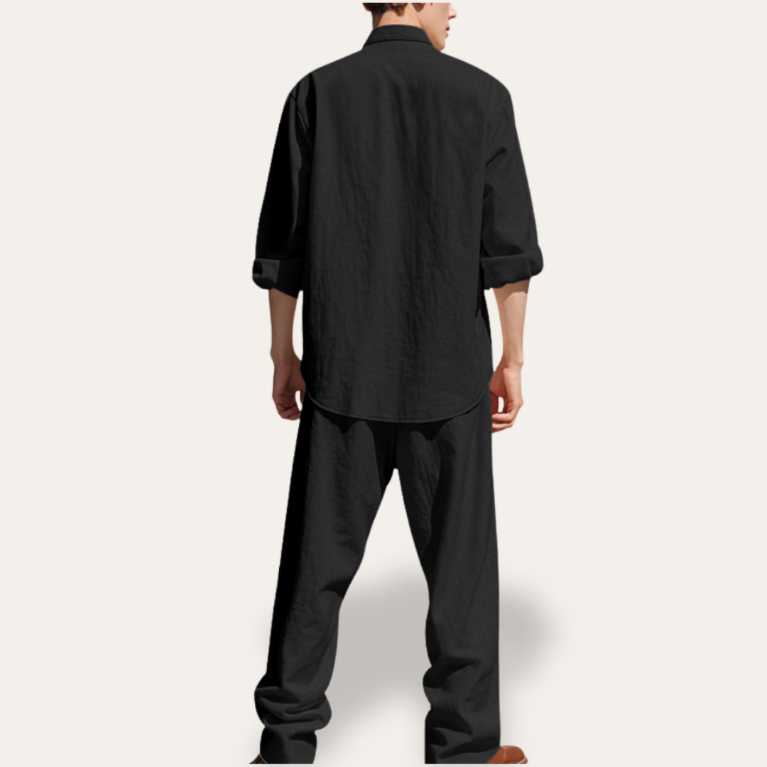 Herren Leinen Set, Atmungsaktives Hemd und Hose | Vestea