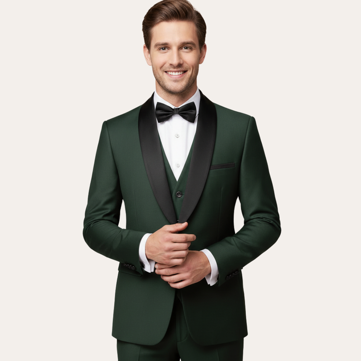 Herren Smoking Anzug mit Weste und Reverskragen | Vestea