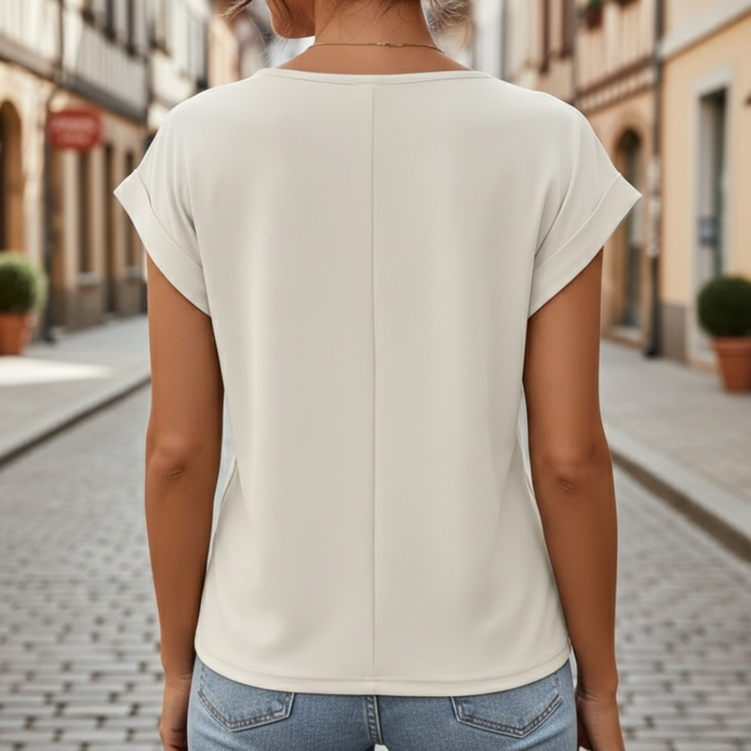 Haut à col en V manches courtes gainant le ventre pour femmes