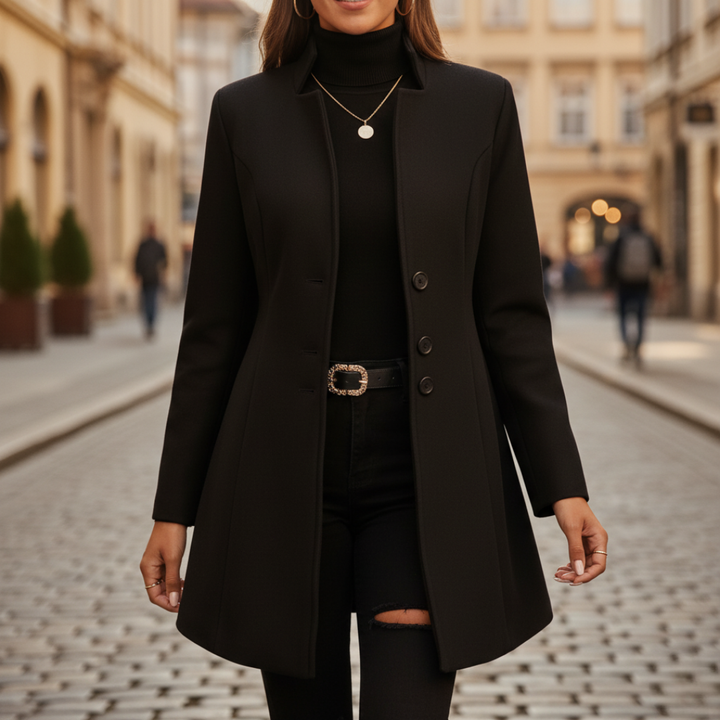 Damen Mantel Elegant Knopfverschluss | Vestea