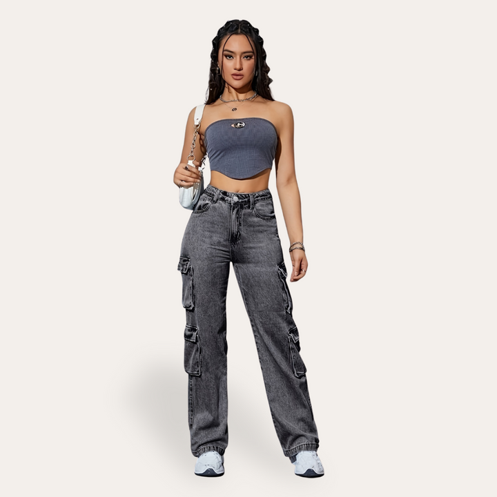 Cargo Denim-Hose für Damen | Vestea