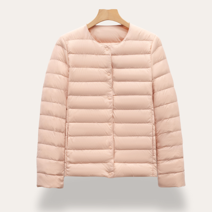 Damen Steppjacke Ultraleicht Rundhalsausschnitt mit Druckknöpfen | Vestea