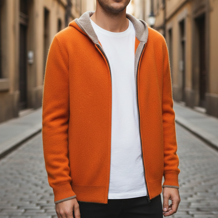 Men's knitted zip-up hoodie solid color | Vestea