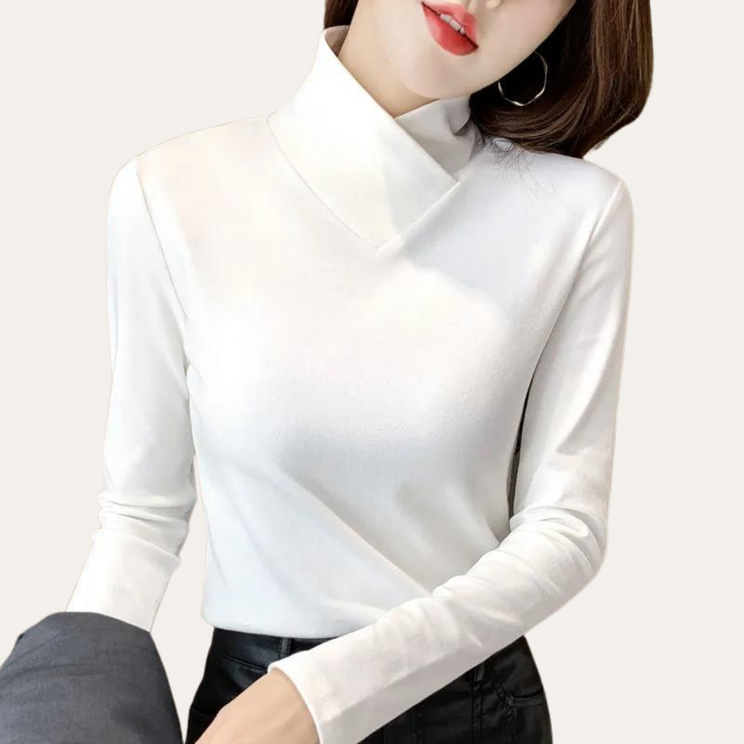 Damen Langarmshirt Stehkragen Büro Freizeit | Vestea