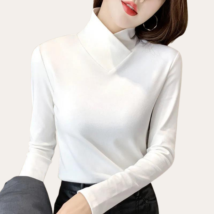 Damen Langarmshirt Stehkragen Büro Freizeit | Vestea