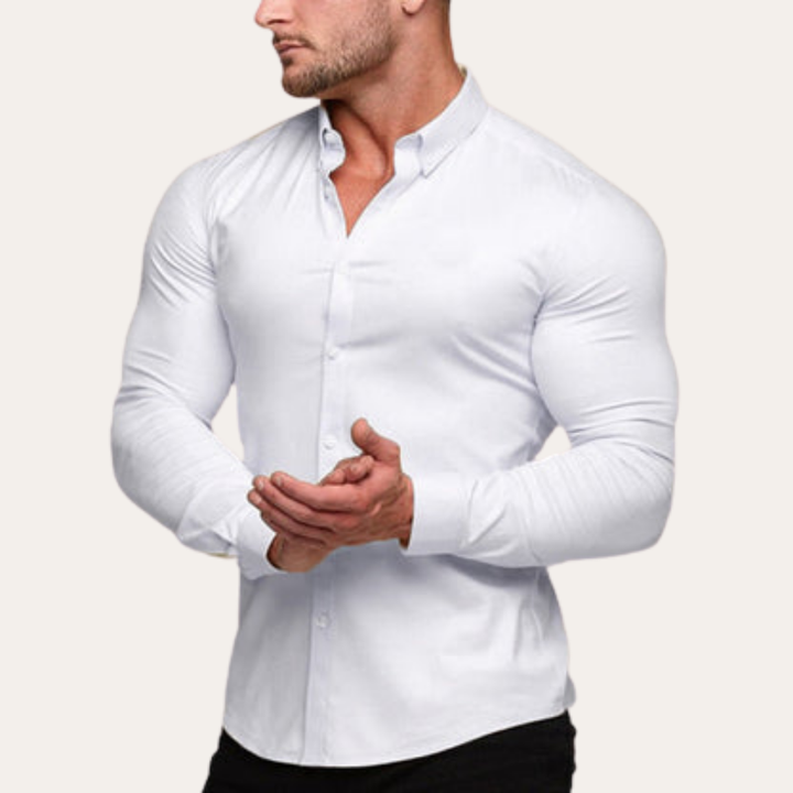Herren Slim Fit Hemd Langarm Stretch Business | Vestea