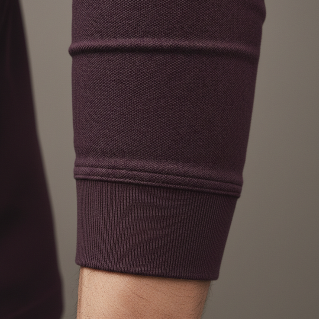 Polo à manches longues pour homme avec bordure contrastante