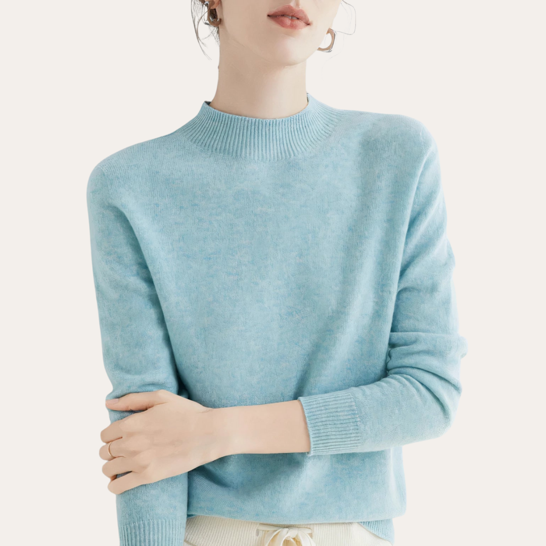 Damen Pullover Langarm Stehkragen Basic | Vestea