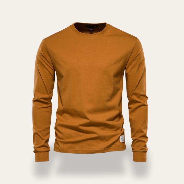 Herren Langarmshirt Rundhals Basic Freizeit Stretch | Vestea
