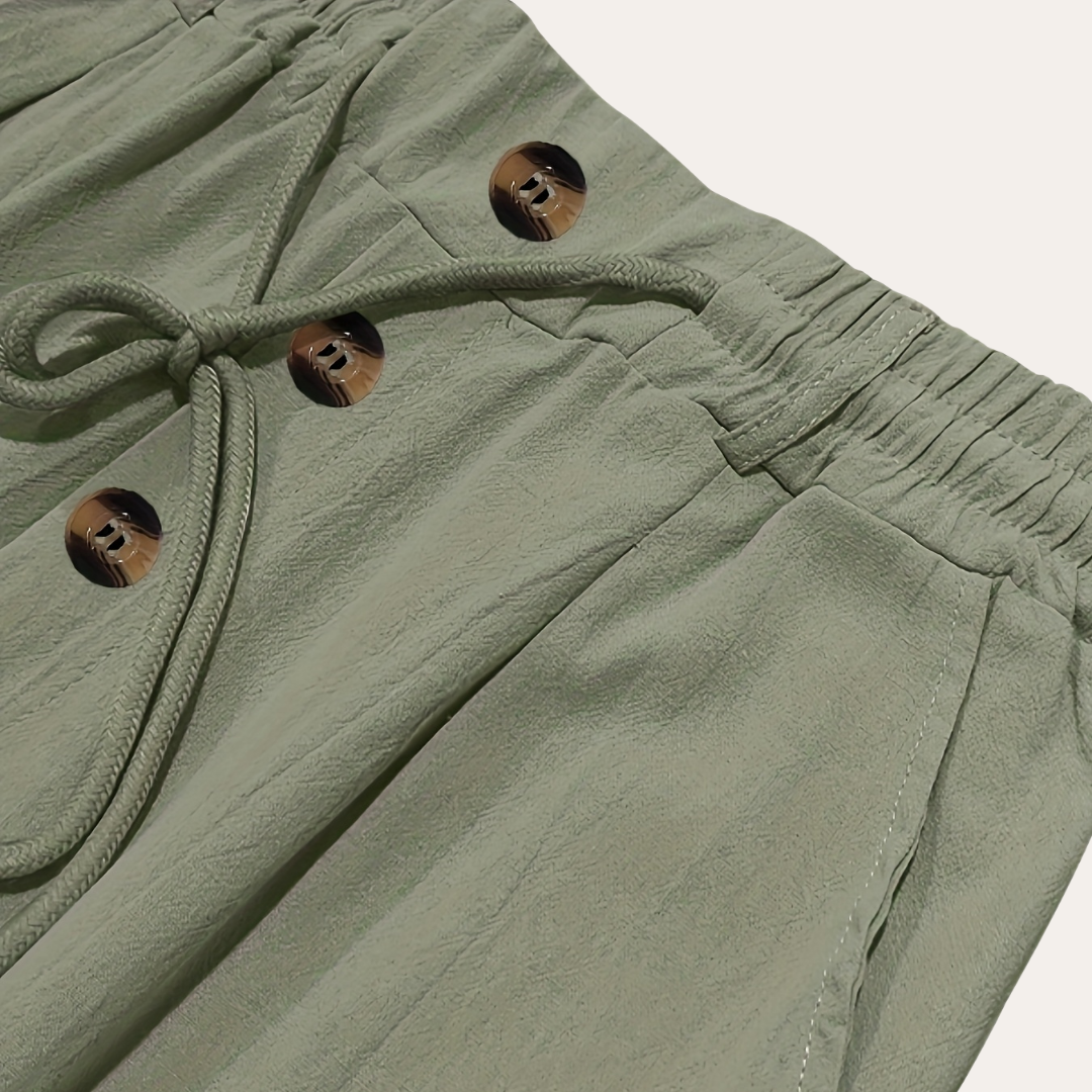 Herren Leinenhose mit Knöpfen, Atmungsaktive Sommerhose  | Vestea